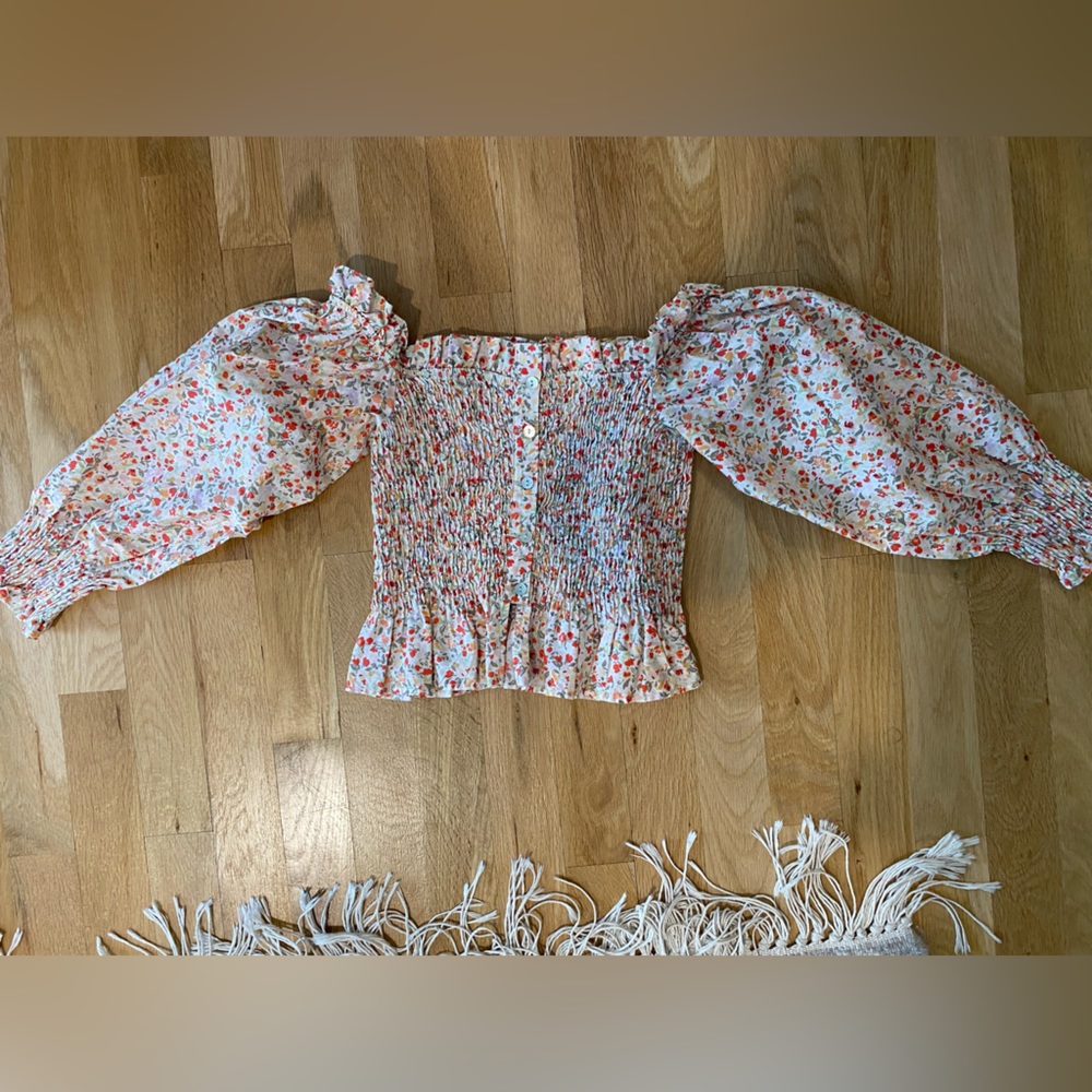 Cropped puff sleeve off shoulder top